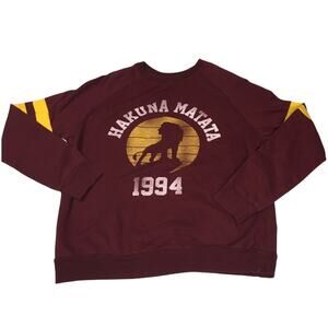 Disney Sweatshirt Lion King Hakuna Matata 1994 Vintage Vibe Maroon Graphic Top M